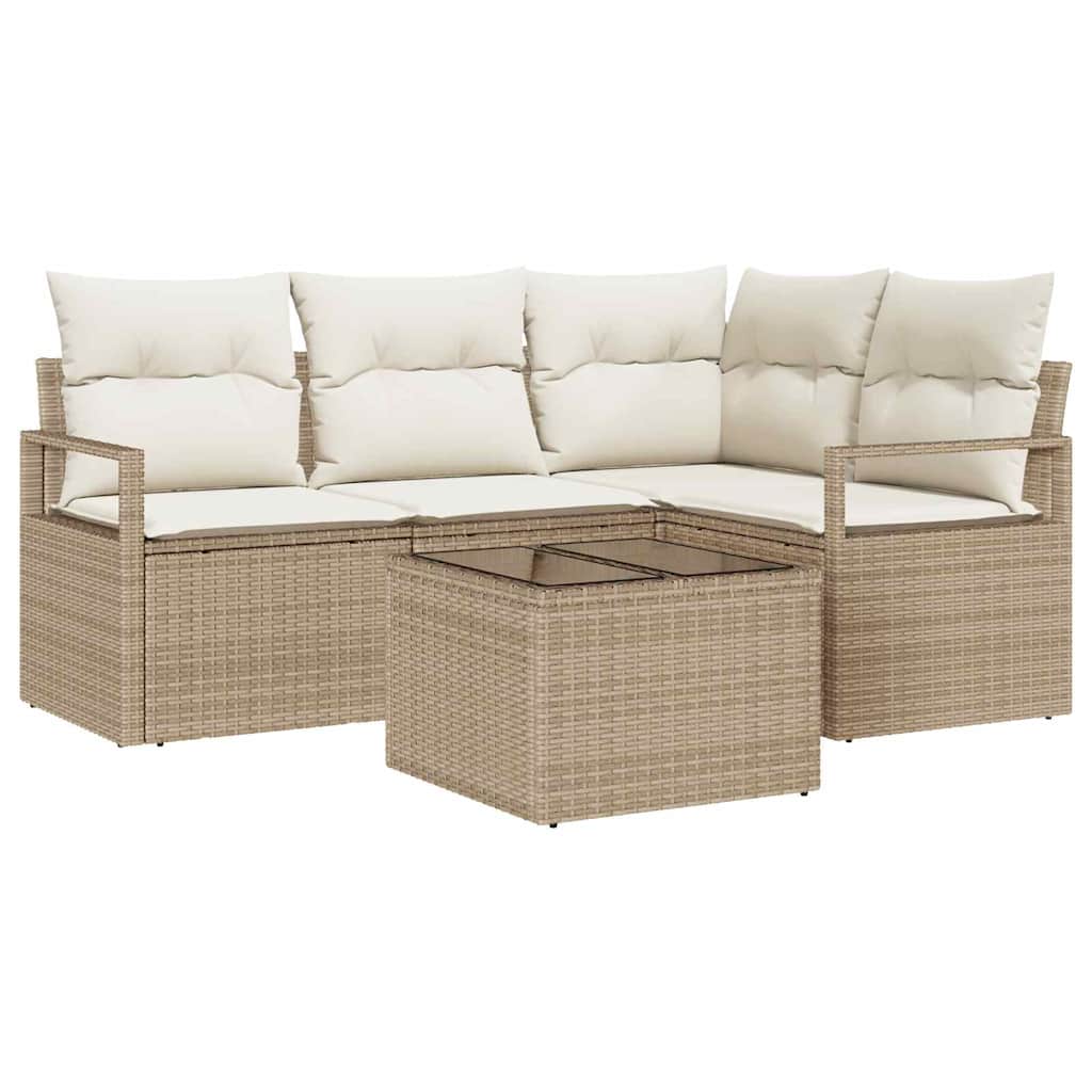 Set di divani 5 pz Beige polyrattan