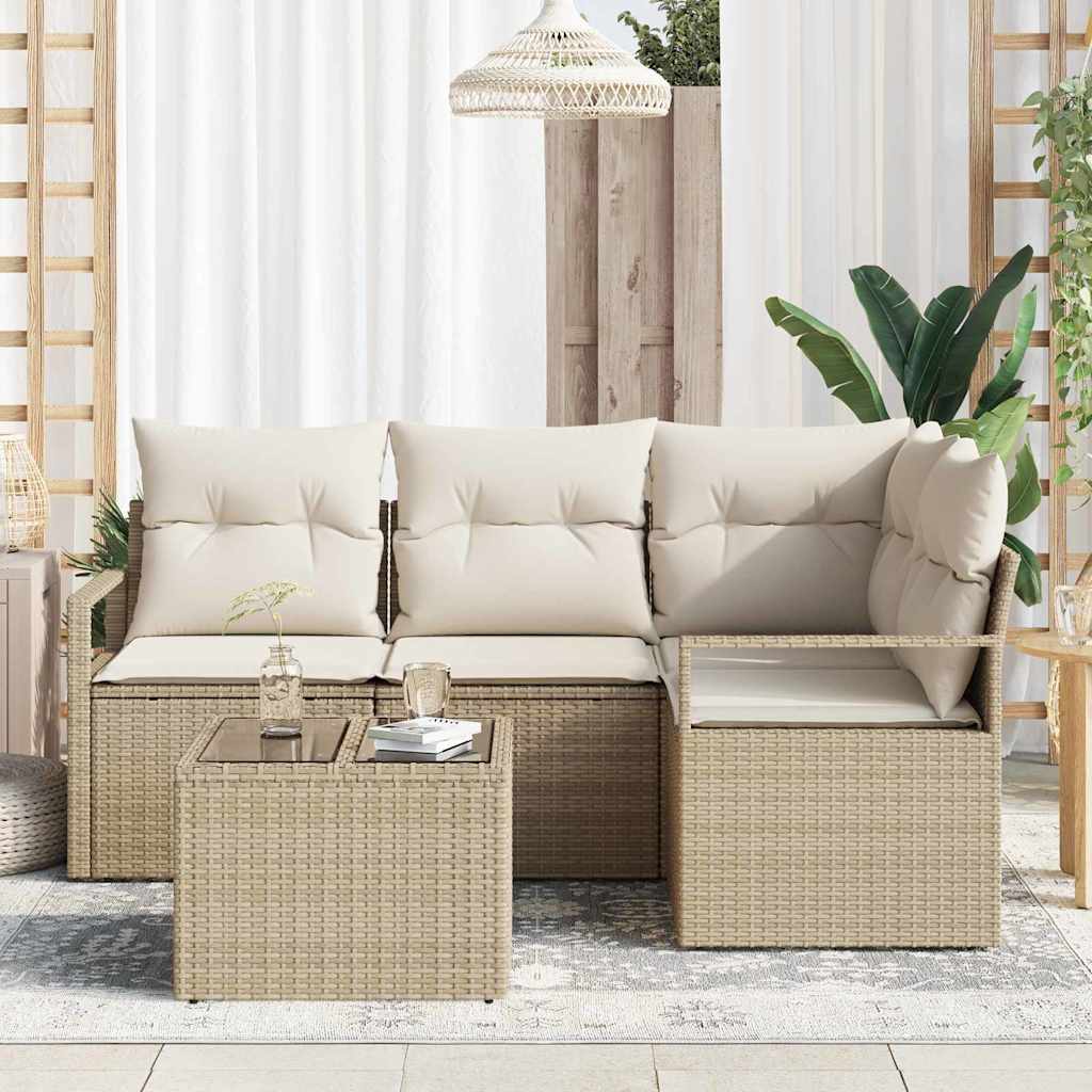 Set di divani 5 pz Beige polyrattan