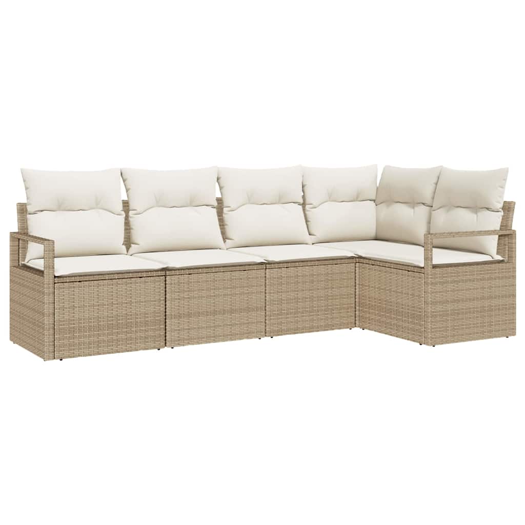 Set di divani 5 pz Beige polyrattan