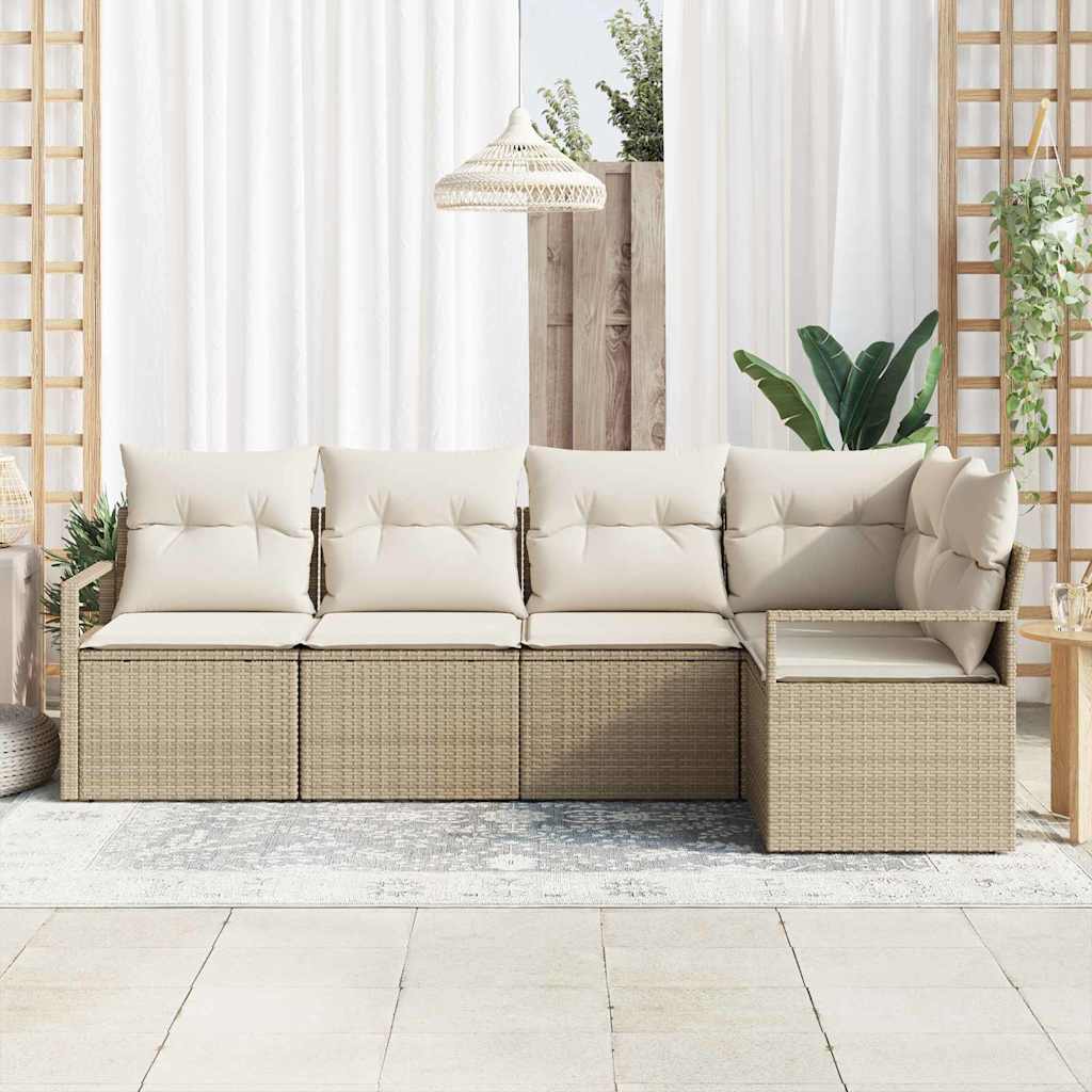 Set di divani 5 pz Beige polyrattan