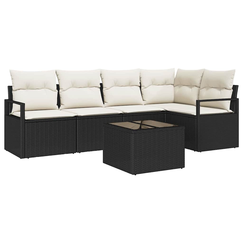 Set di divani 6 pz Nero polyrattan