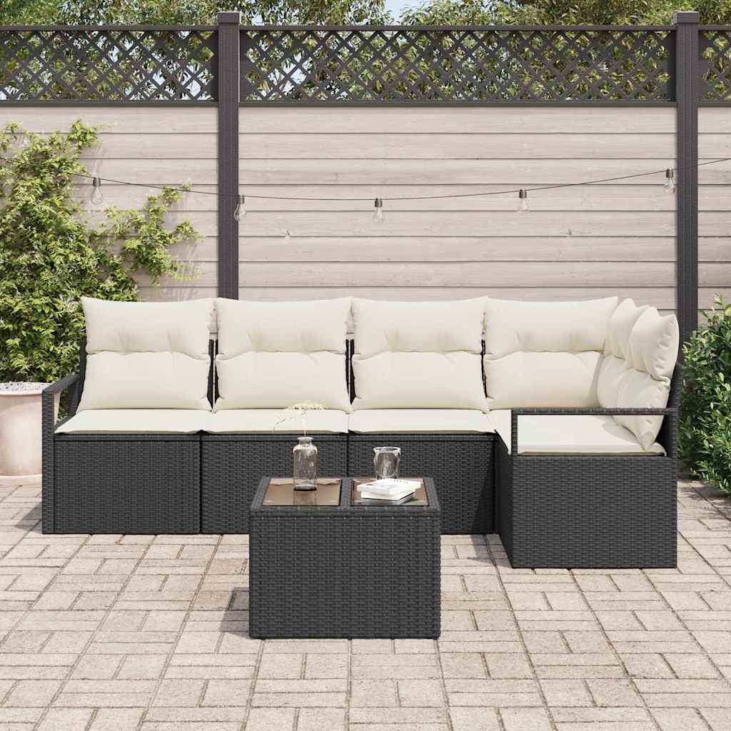 Set di divani 6 pz Nero polyrattan