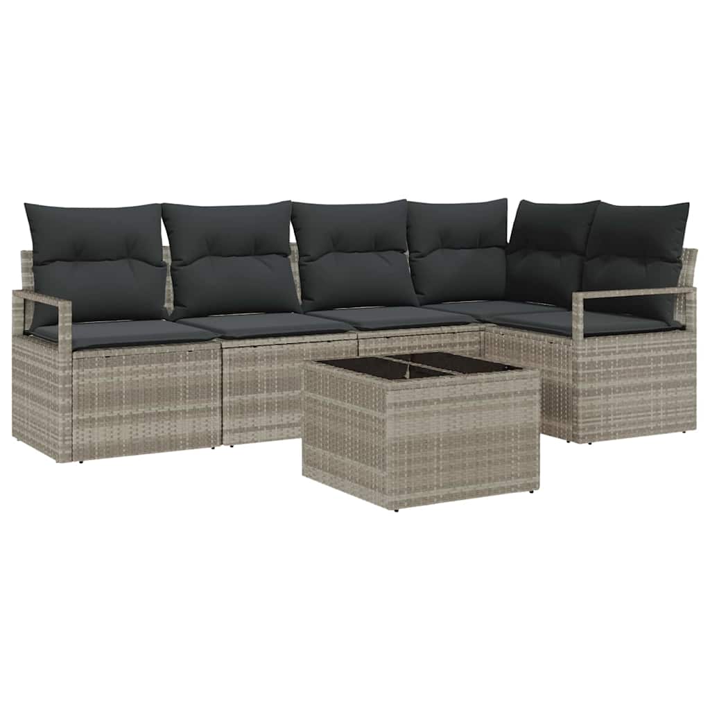 Set di divani 6 pz Grigio chiaro polyrattan