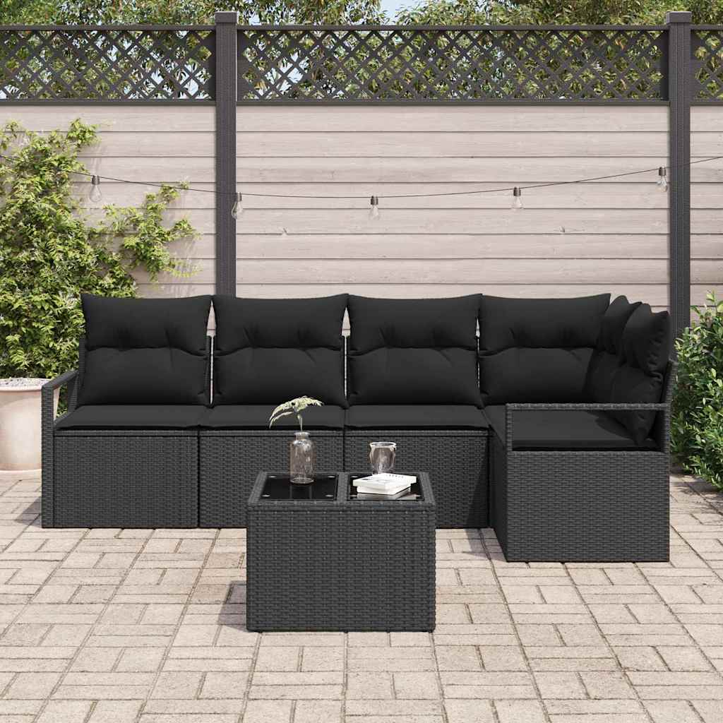 Set di divani 6 pz Nero polyrattan