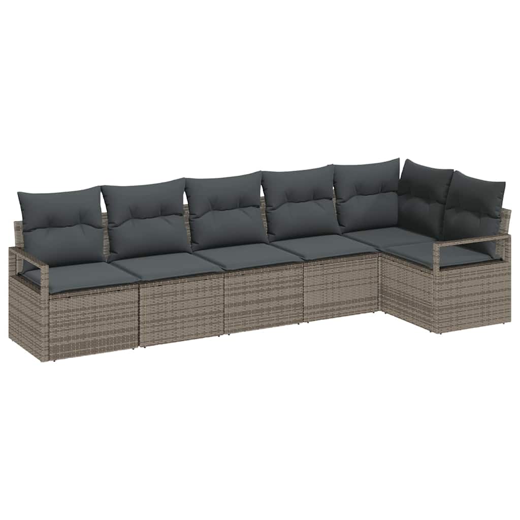 Set di divani 6 pz Grigio polyrattan