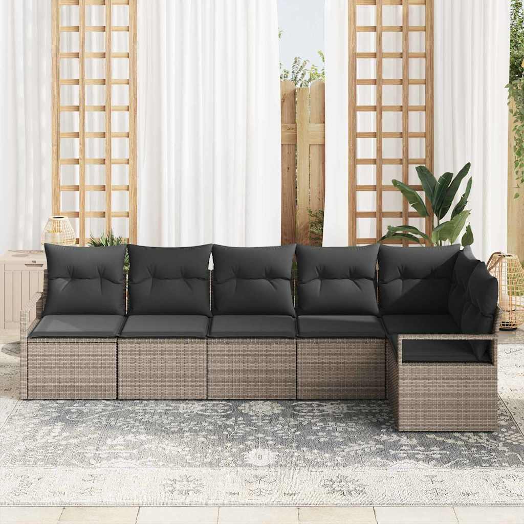 Set di divani 6 pz Grigio polyrattan