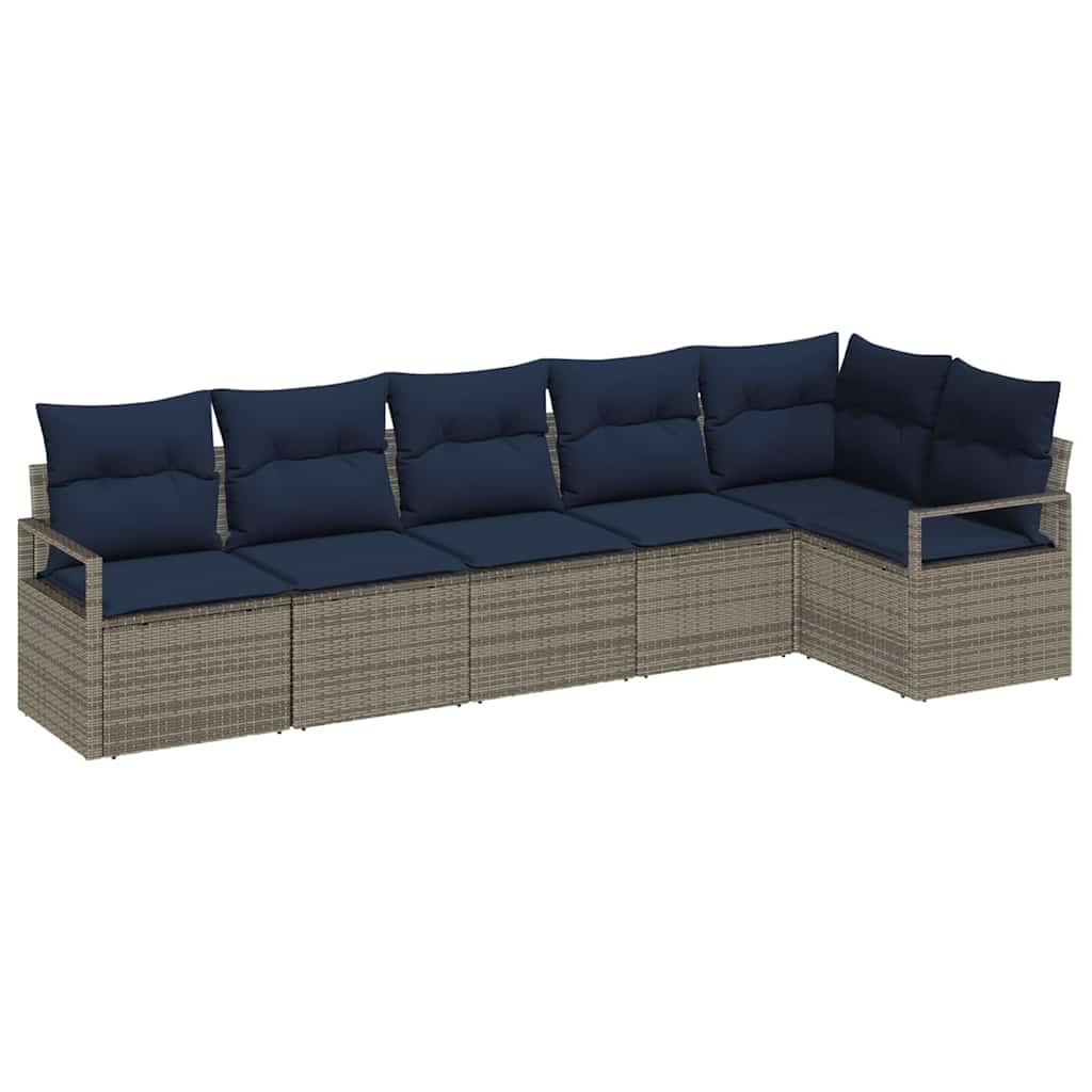 Set di divani 6 pz Grigio polyrattan