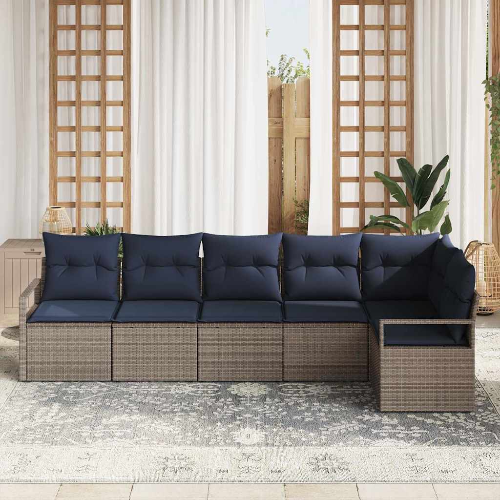 Set di divani 6 pz Grigio polyrattan