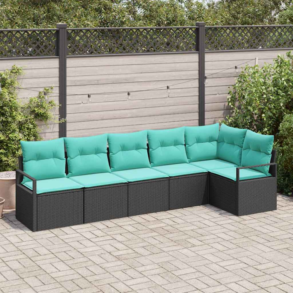 Set di divani Nero polyrattan