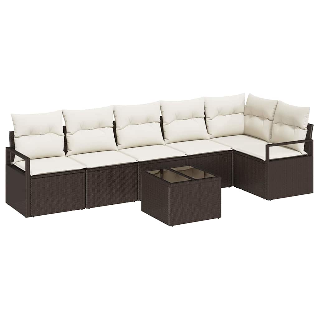 Set di divani 7 pz Marrone polyrattan