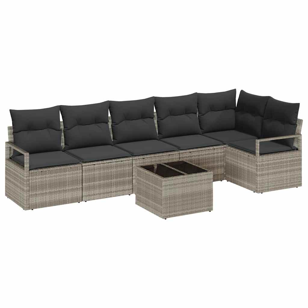 Set di divani 7 pz Grigio chiaro polyrattan