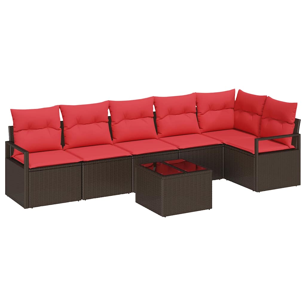 Set di divani 7 pz Marrone polyrattan