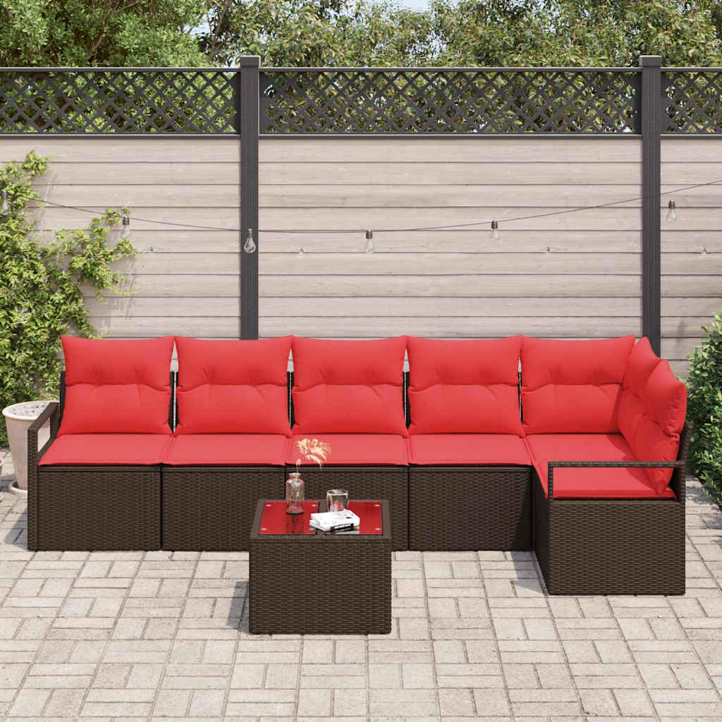 Set di divani 7 pz Marrone polyrattan