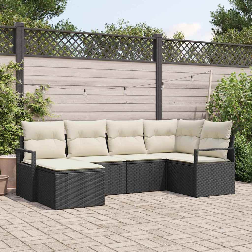 Set di divani 6 pz Nero polyrattan