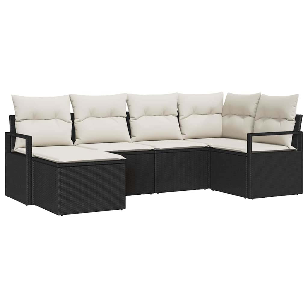 Set di divani 6 pz Nero polyrattan