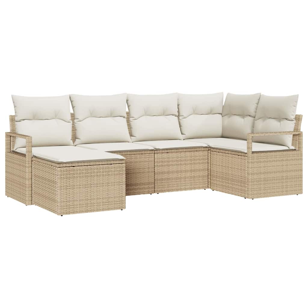 Set di divani 6 pz Beige polyrattan