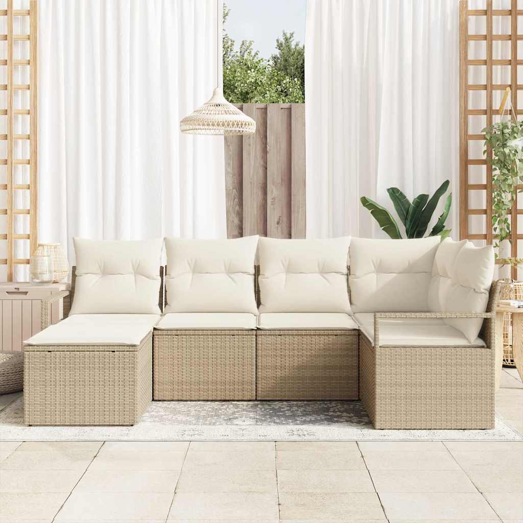 Set di divani 6 pz Beige polyrattan