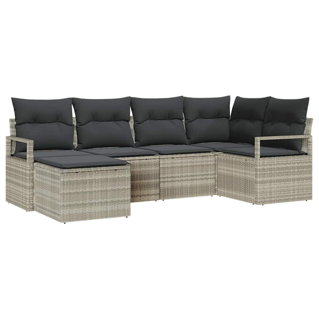 Set di divani 6 pz Grigio chiaro polyrattan