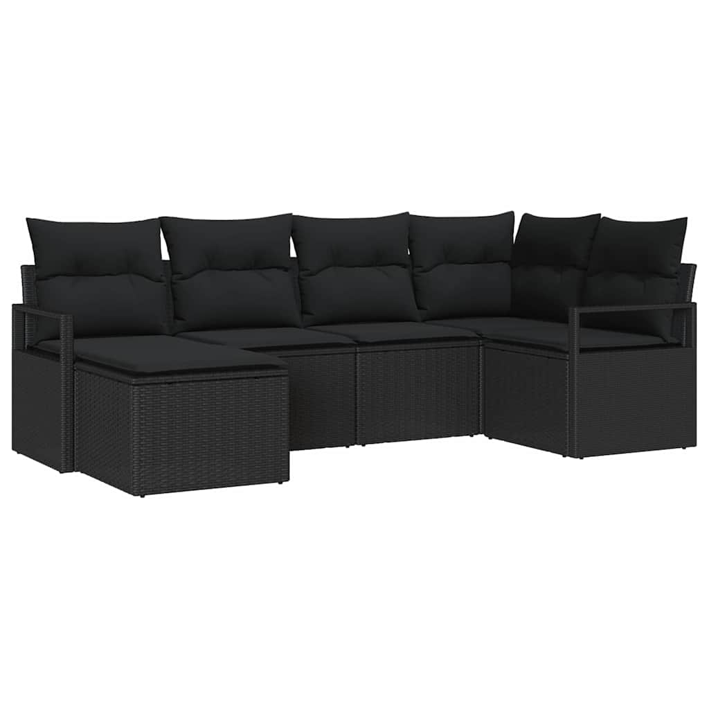 Set di divani 6 pz Nero polyrattan