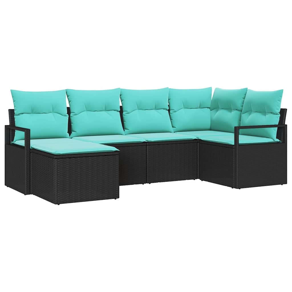 Set di divani 6 pz Nero polyrattan