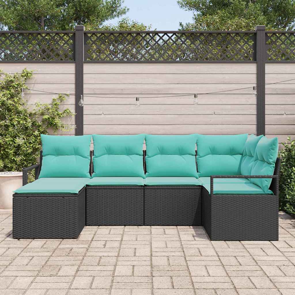 Set di divani 6 pz Nero polyrattan