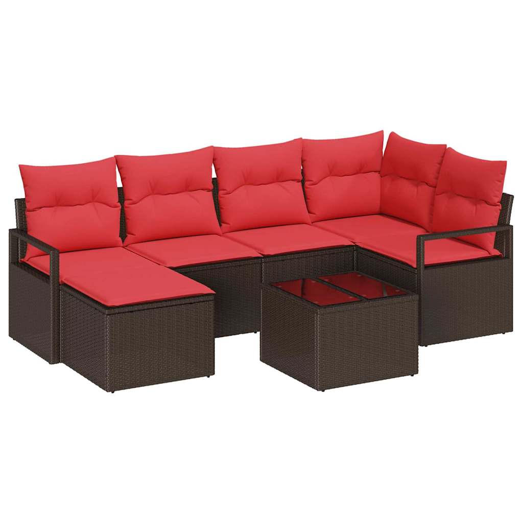 Set di divani 7 pz Marrone polyrattan