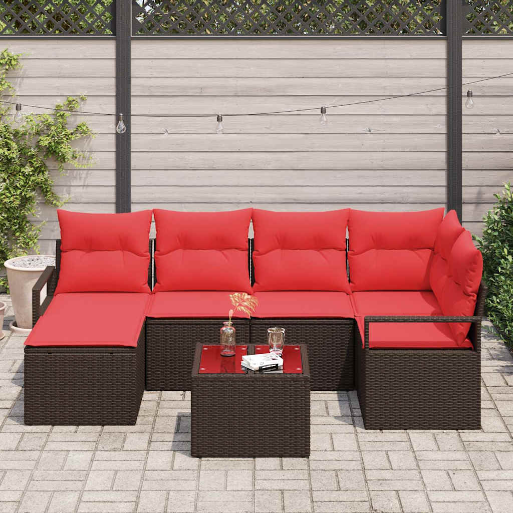 Set di divani 7 pz Marrone polyrattan