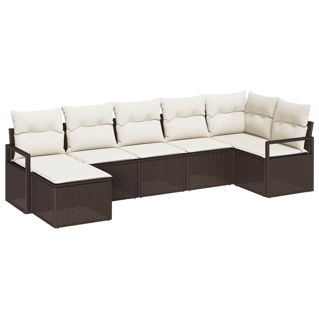 Set di divani 7 pz Marrone polyrattan