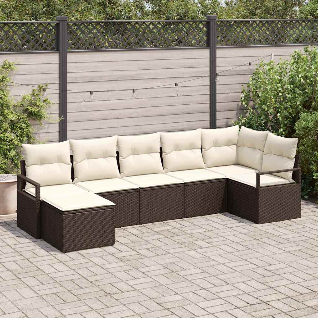 Set di divani 7 pz Marrone polyrattan