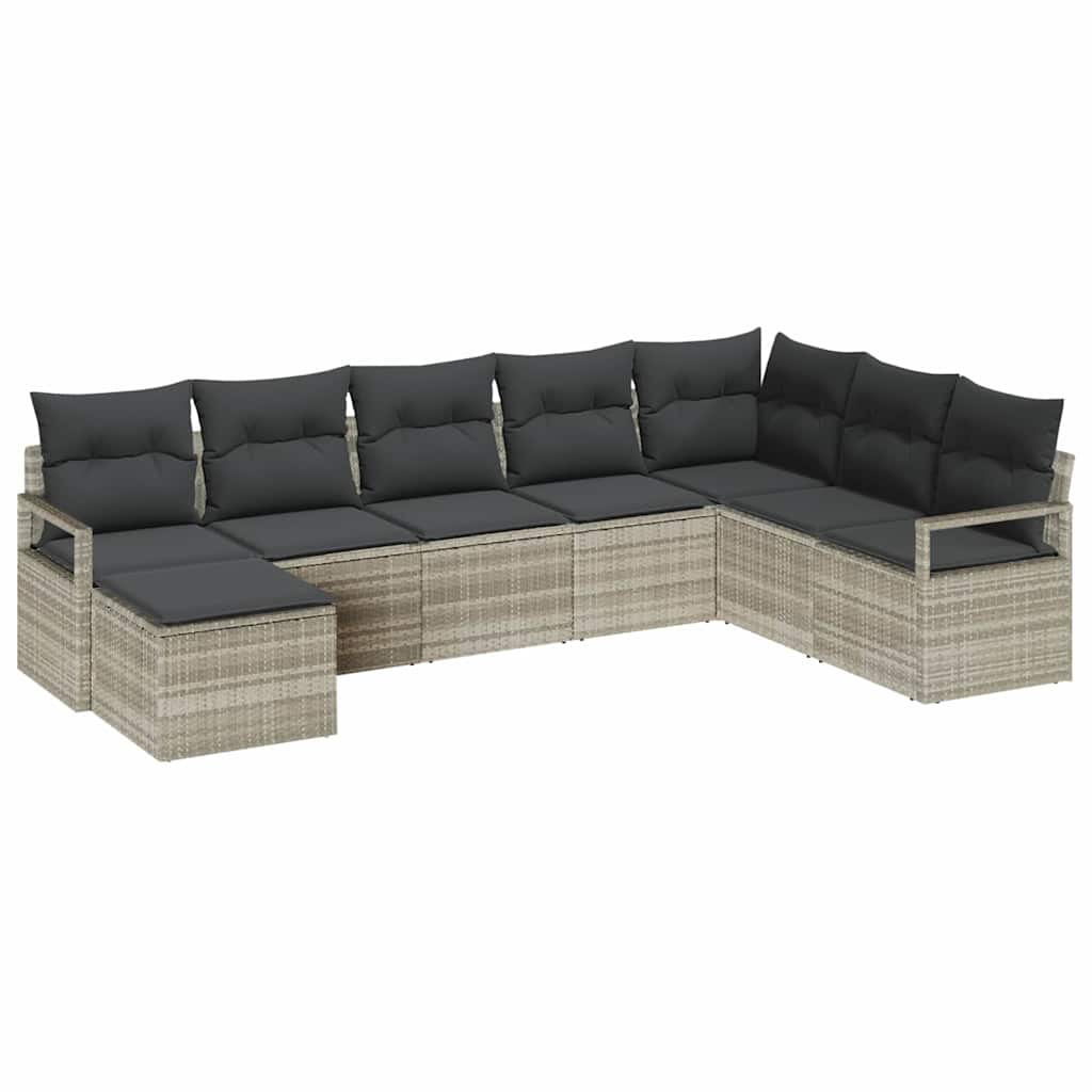 Set di divani 7 pz Grigio chiaro polyrattan
