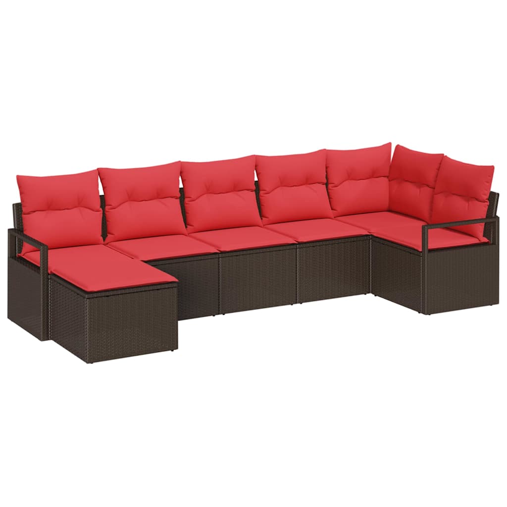 Set di divani 7 pz Marrone polyrattan