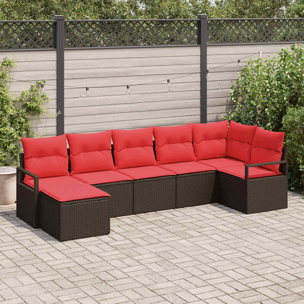 Set di divani 7 pz Marrone polyrattan