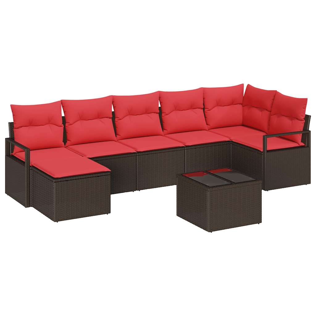 Set di divani 8 pz Marrone polyrattan