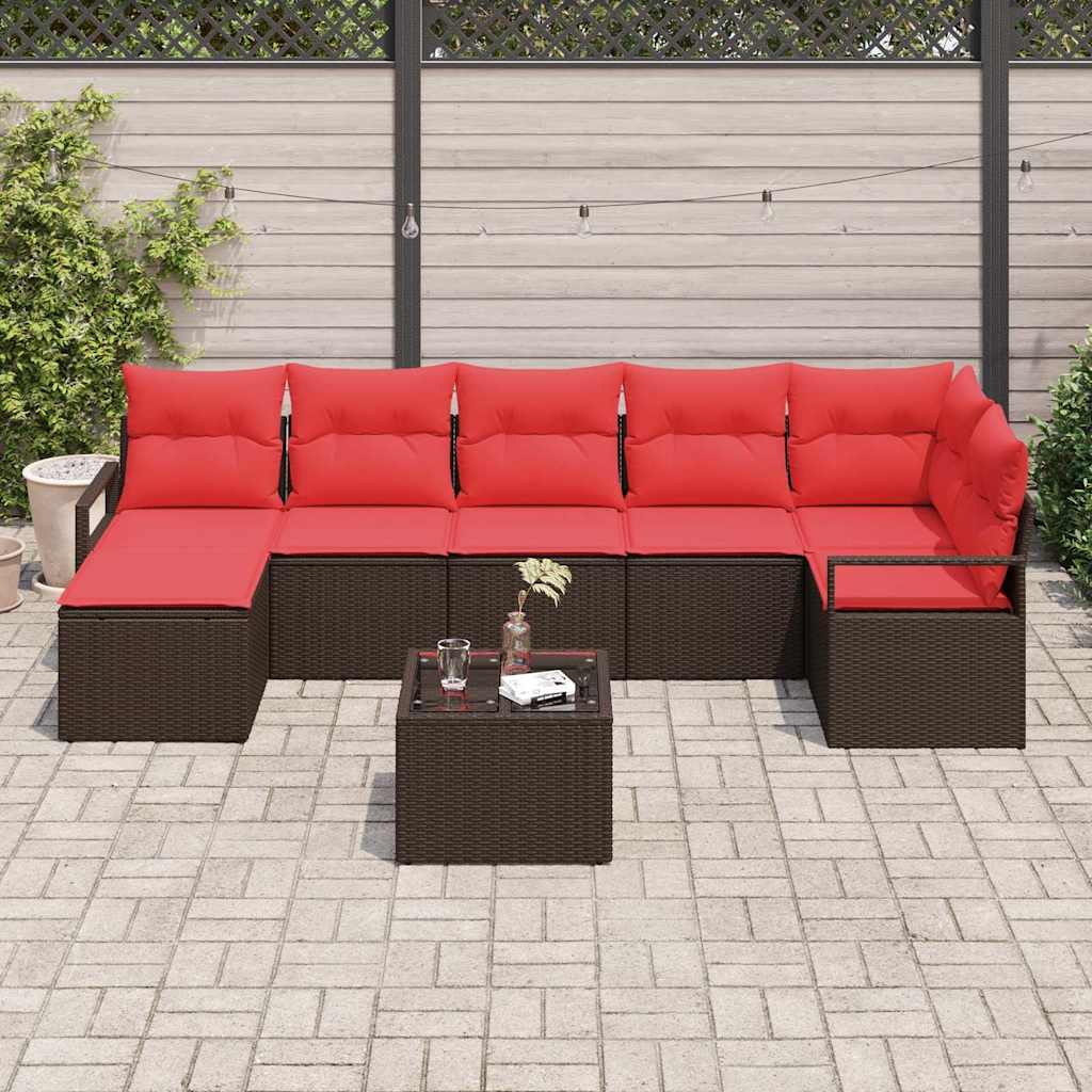 Set di divani 8 pz Marrone polyrattan