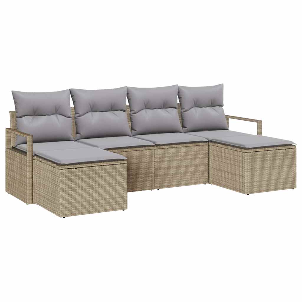 Set di divani 6 pz Beige polyrattan