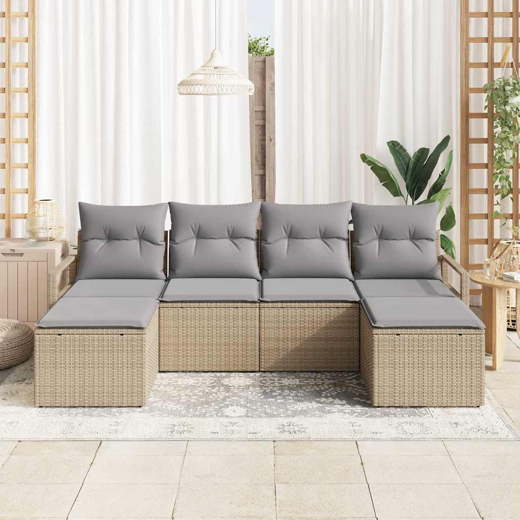 Set di divani 6 pz Beige polyrattan