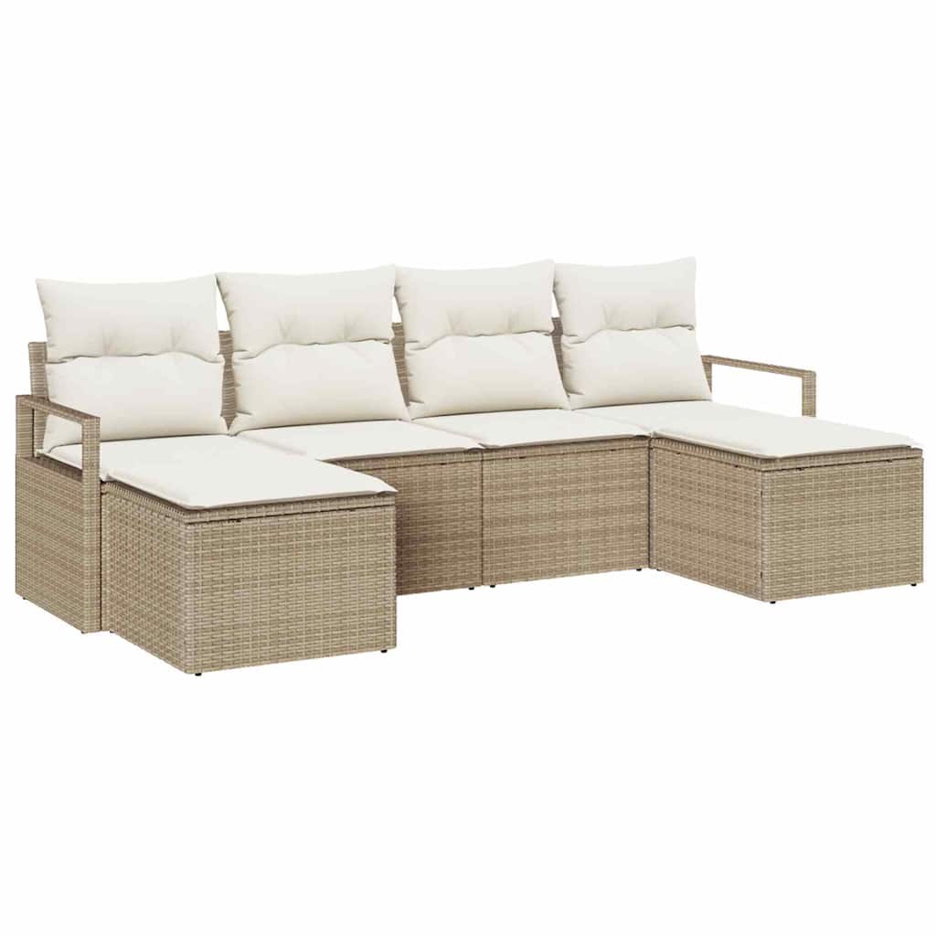 Set di divani 6 pz Beige polyrattan