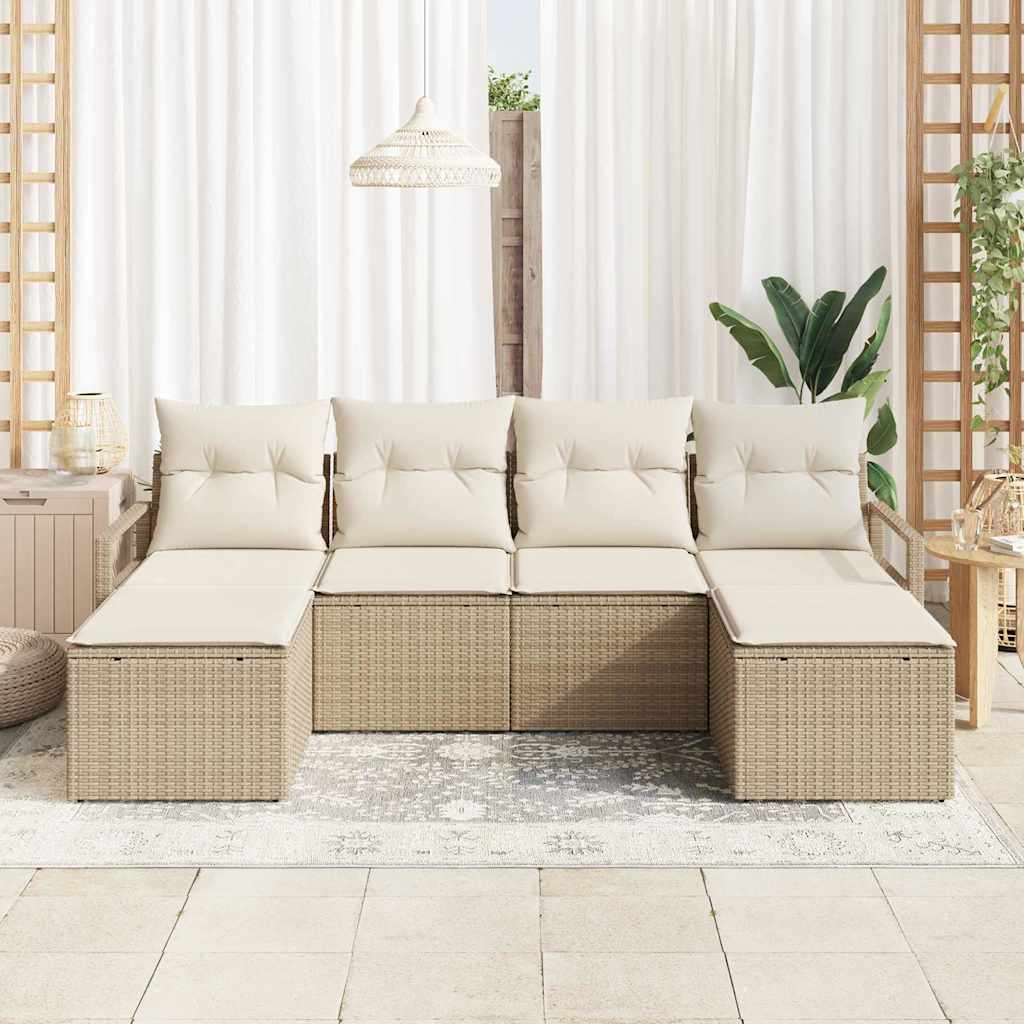 Set di divani 6 pz Beige polyrattan