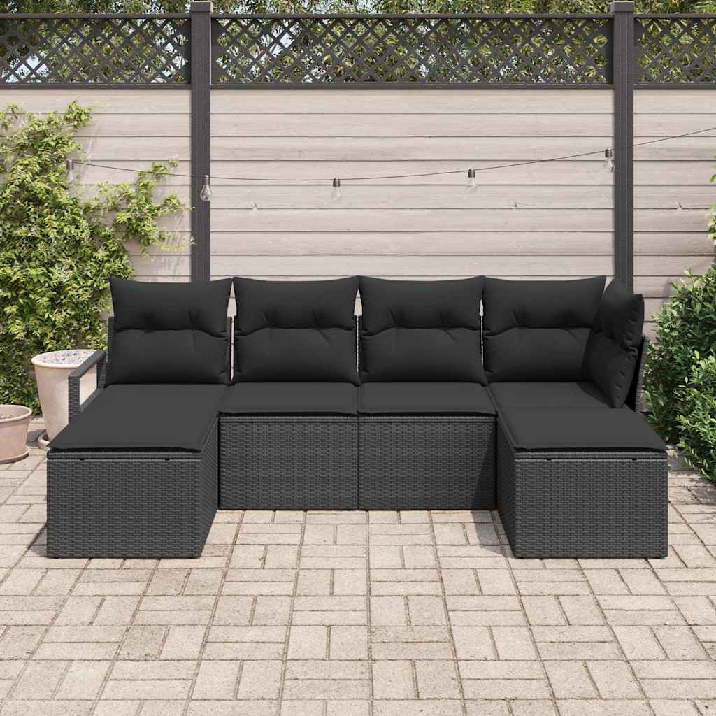 Set di divani 6 pz Nero polyrattan