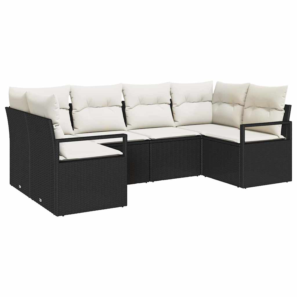 Set di divani 6 pz Nero polyrattan