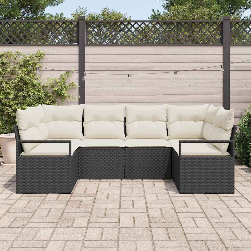 Set di divani 6 pz Nero polyrattan