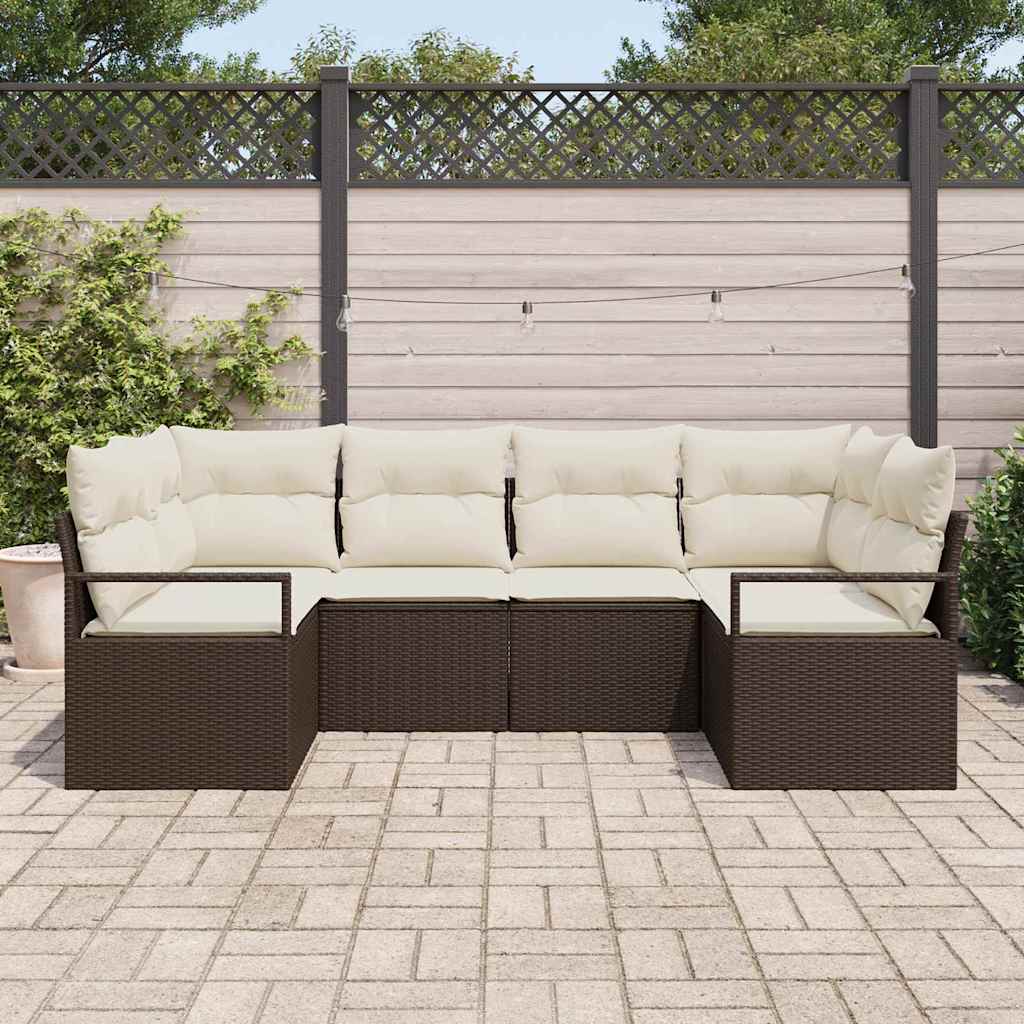 Set di divani 6 pz Marrone polyrattan
