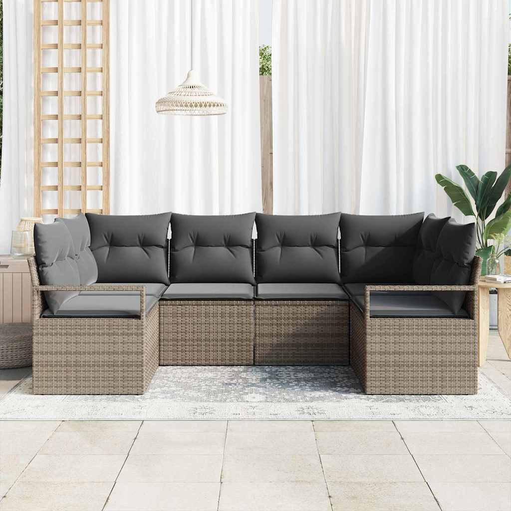 Set di divani 6 pz Grigio polyrattan