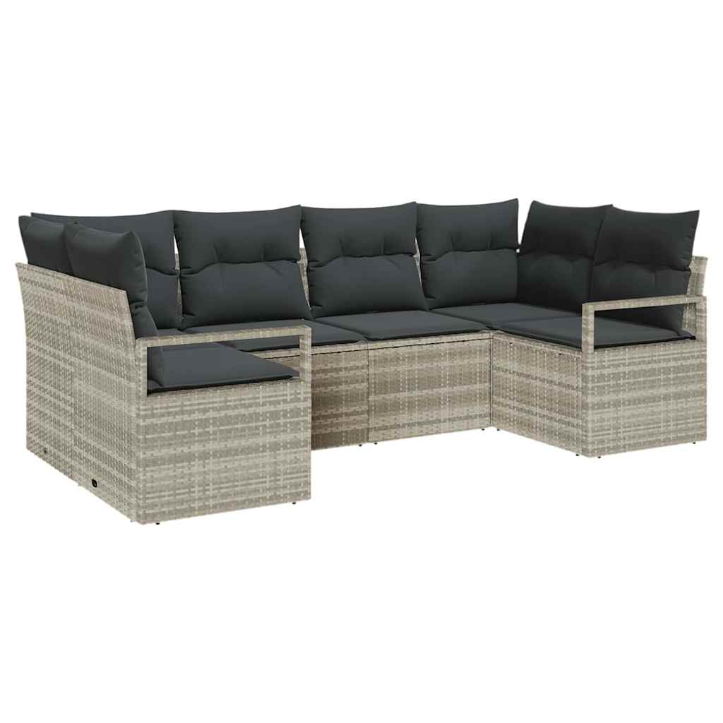 Set di divani 6 pz Grigio chiaro polyrattan