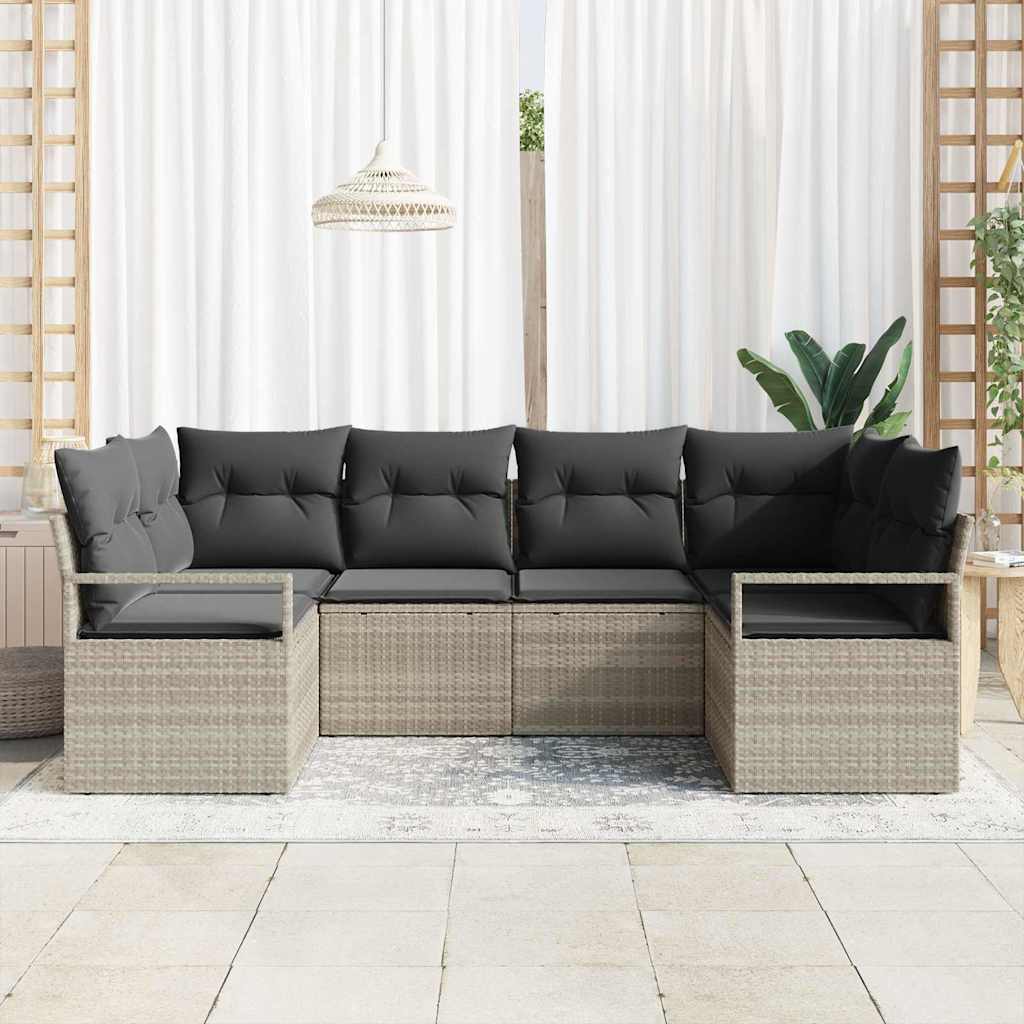 Set di divani 6 pz Grigio chiaro polyrattan