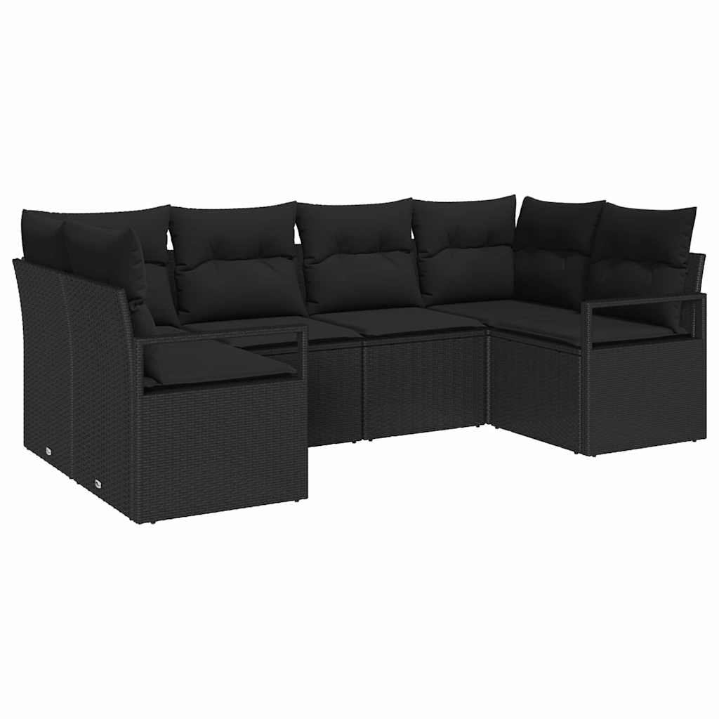 Set di divani 6 pz Nero polyrattan