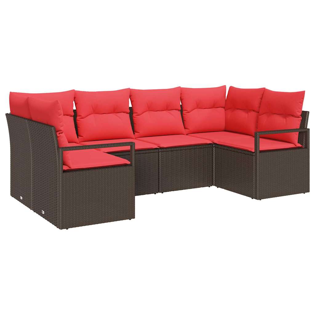 Set di divani 6 pz Marrone [Sintetico]: Rattan in Polipropilene