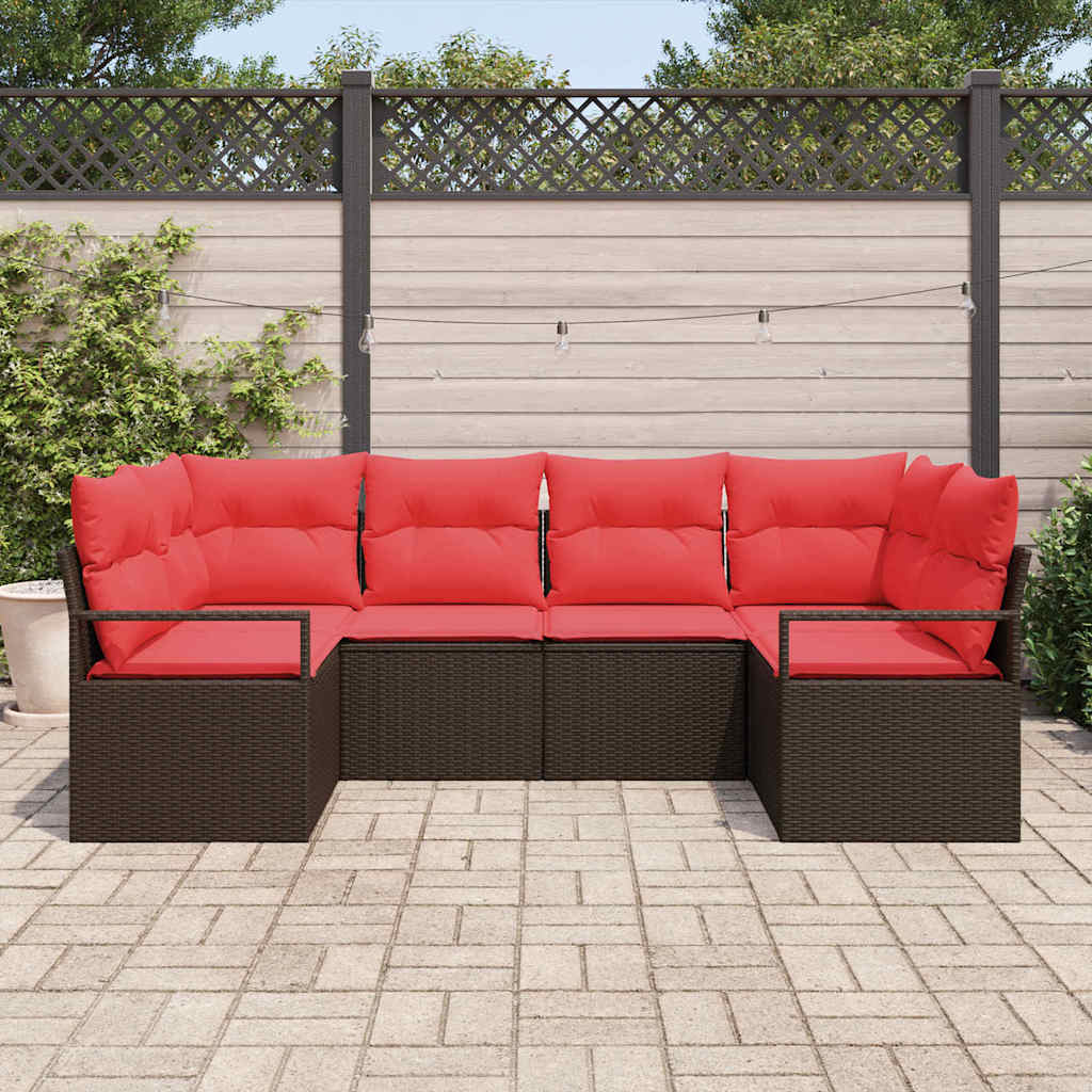 Set di divani 6 pz Marrone [Sintetico]: Rattan in Polipropilene