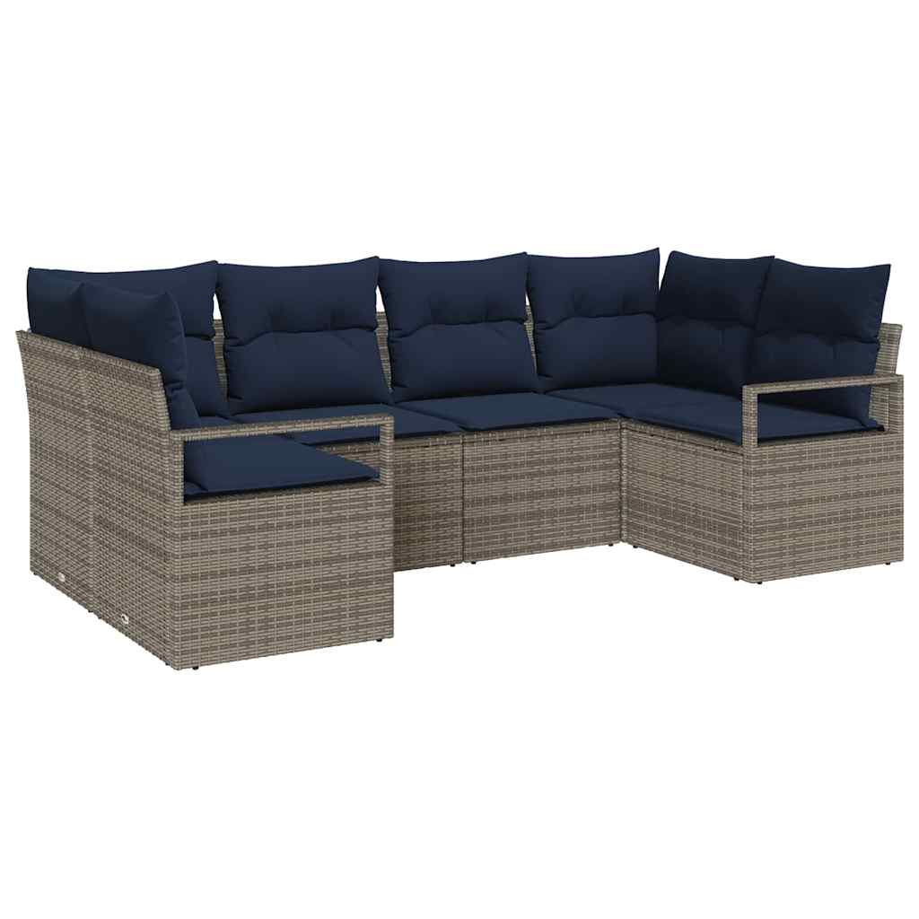 Set di divani 6 pz Grigio [Sintetico]: Rattan in Polipropilene