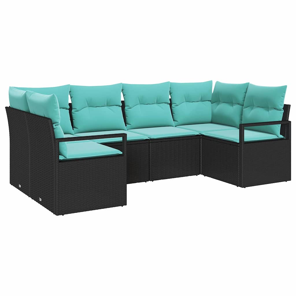Set di divani 6 pz Nero [Sintetico]: Rattan in Polipropilene